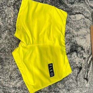 Fleo shorts.  Bright yellow.  Double lined.